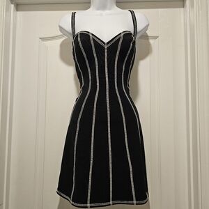 Vintage Tadashi Black & White Mini Dress Fit & Flare Size Small